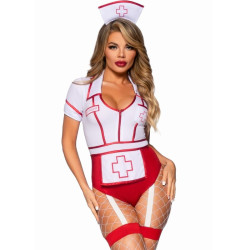 Leg Avenue - Costume Infirmière Sexy Rouge/Blanc M